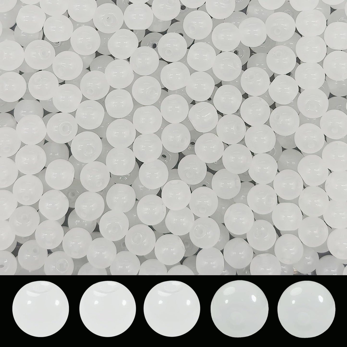 PAMIR TONG 400pcs 8mm White Round Glass Beads for Bracelet Pretty Smooth Loose Beads for Necklace-Earring-Jewelry Making-Home Decor and DIY Crafts & Projects