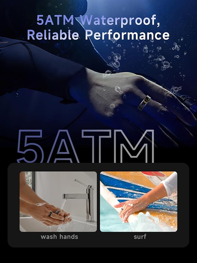 Smart Ring for Women Men, Health Ring Colorful Display, Fitness Tracker with Heart Rate, Blood Oxygen, Sleep Monitor, No Subscription Fee, 5ATM Waterproof for iOS & Android (Silver, 11)