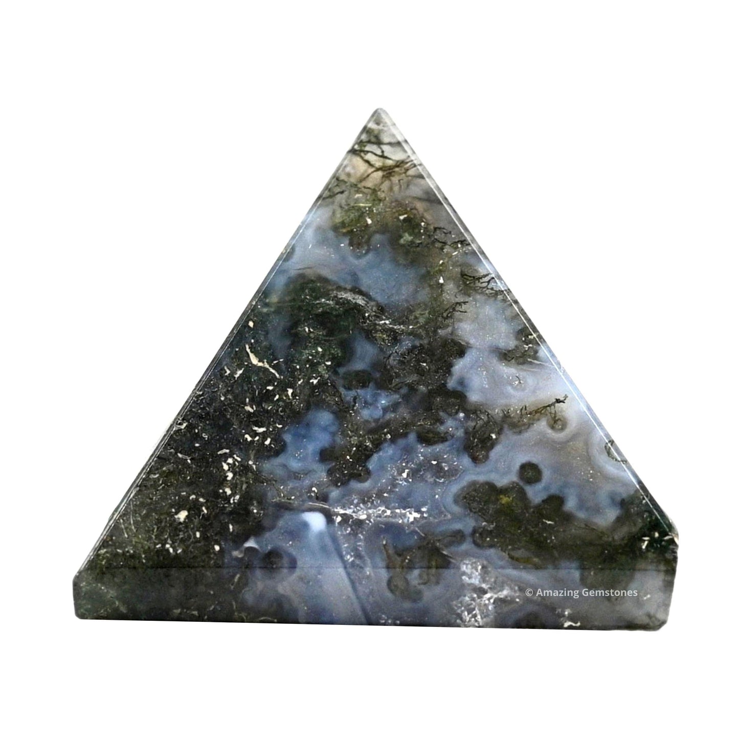 Amazing Gemstone Moss Agate Pyramid Crystal Healing Stones - 1" Great Pyramid Figurine of Natural Stone Pyramid for Meditation, Reiki, Chakra Balancing and Crystal Pyramids Grid