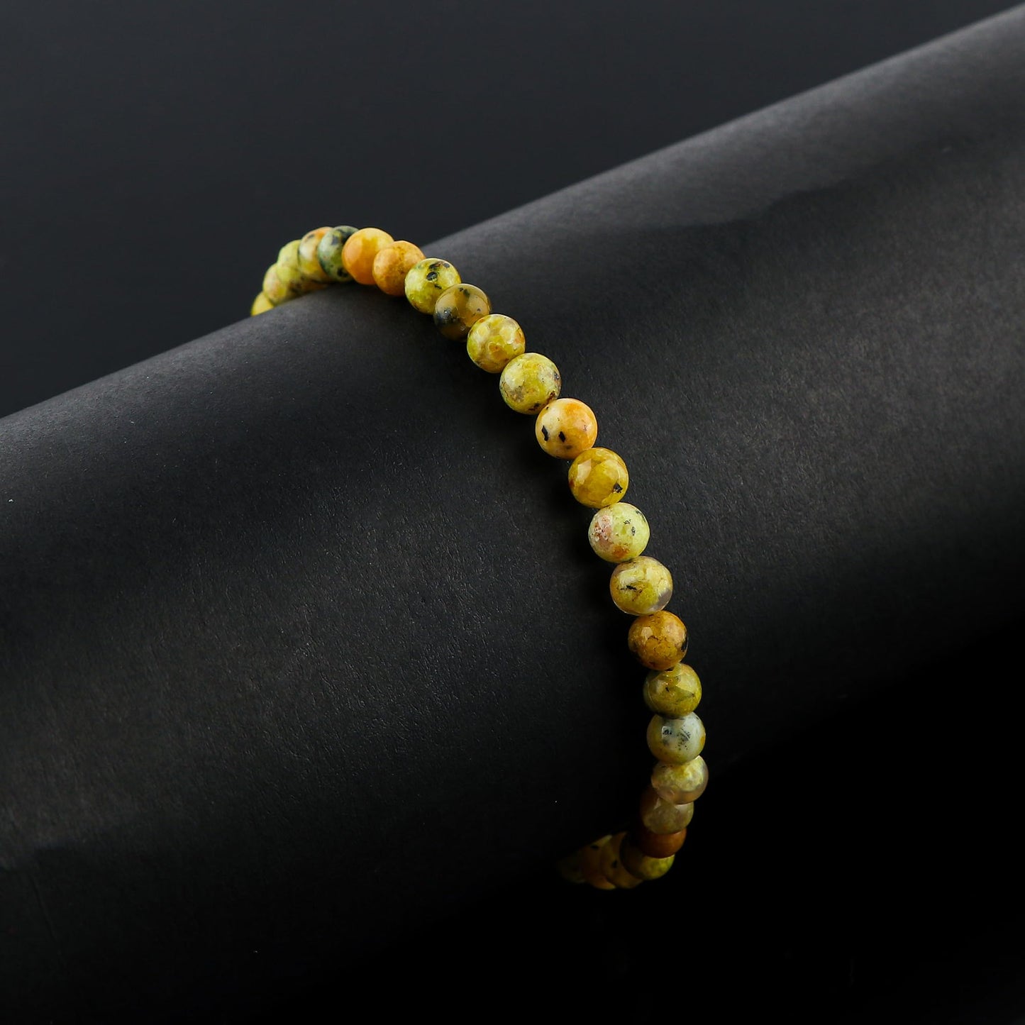 CRYSTALINES Natural Green Opal Gemstone Bracelet, Polished Beads Stones, Handmade Hypoallergenic Boho Jewelry for Women, Healing Crystals, Adjustable Silver Plated 7+1inch, Fashion Birthday Gift