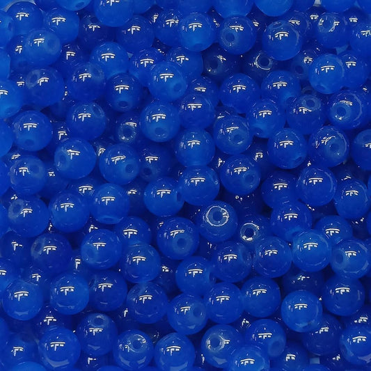 200PCS Glass Beads 8mm Glass Beads for Bracelets Necklaces Jewelry Making DIY Crafts (Dark Blue)
