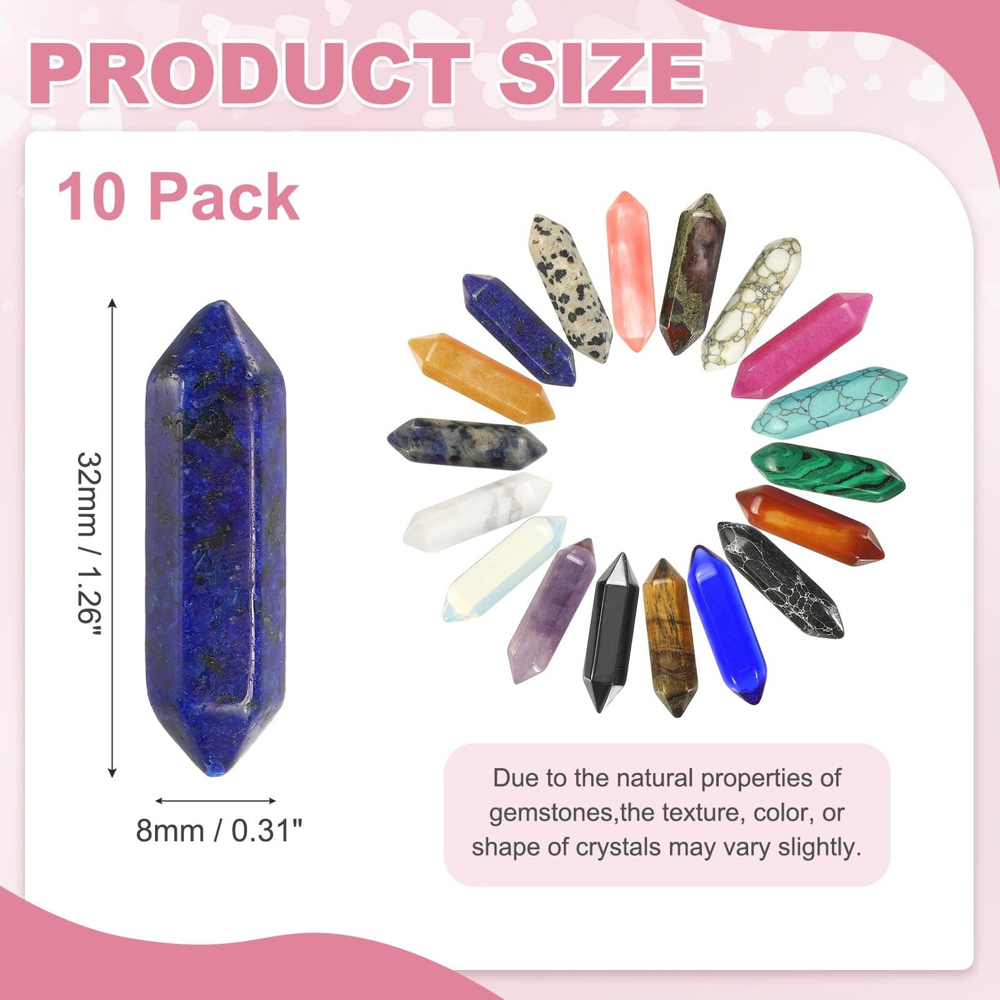 MECCANIXITY 10 Pack Blue Gold Quartz Crystals, Polished Crystals Bulk Hexagonal Shaped Meditation Gemstone for Jewelry Making Energy Balance Accessories Gifts