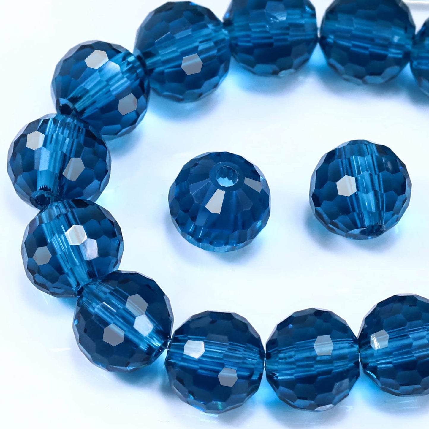 Dowarm 150PCS 6MM Round Crystal Glass Beads for Jewelry Making, Faceted Crystal Beads for Crafts Bracelet Wind Chimes Suncatcher, #5003 Crystal Rondelle Spacer Beads, Loose Gemstones, Malachite Blue