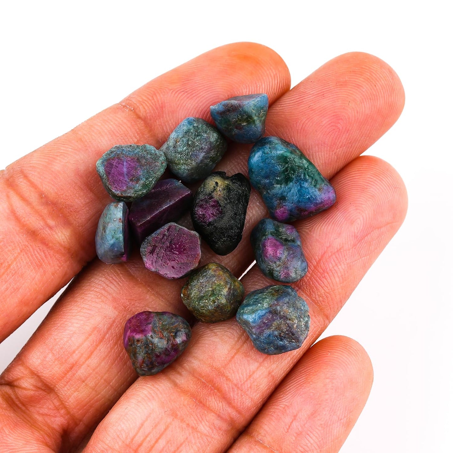 ColouredRocks (50 carats.) RUBY KYANITE Raw Crystals, Raw Stones, Rough Gemstones, Jewelry Making Supply, Cabbing, Polishing, Cutting, DIY, Crafts (12-14 pcs.) (7-10 mm.)