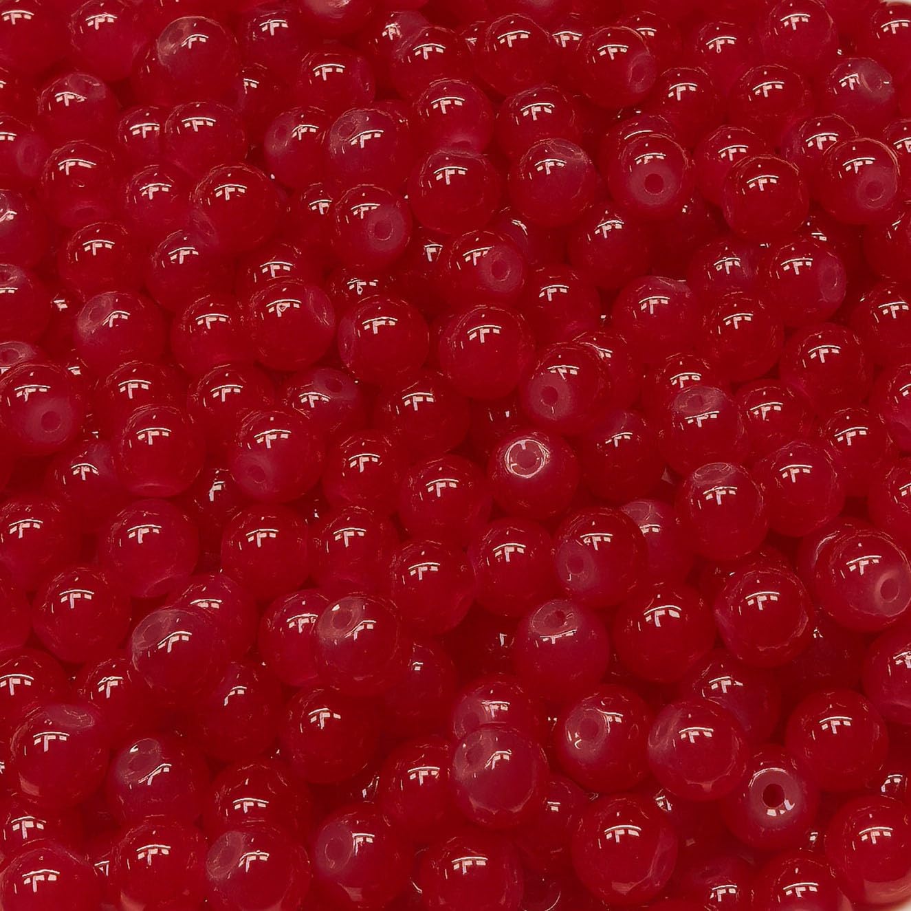 200PCS Glass Beads 8mm Glass Beads for Bracelets Necklaces Jewelry Making DIY Crafts (Red)