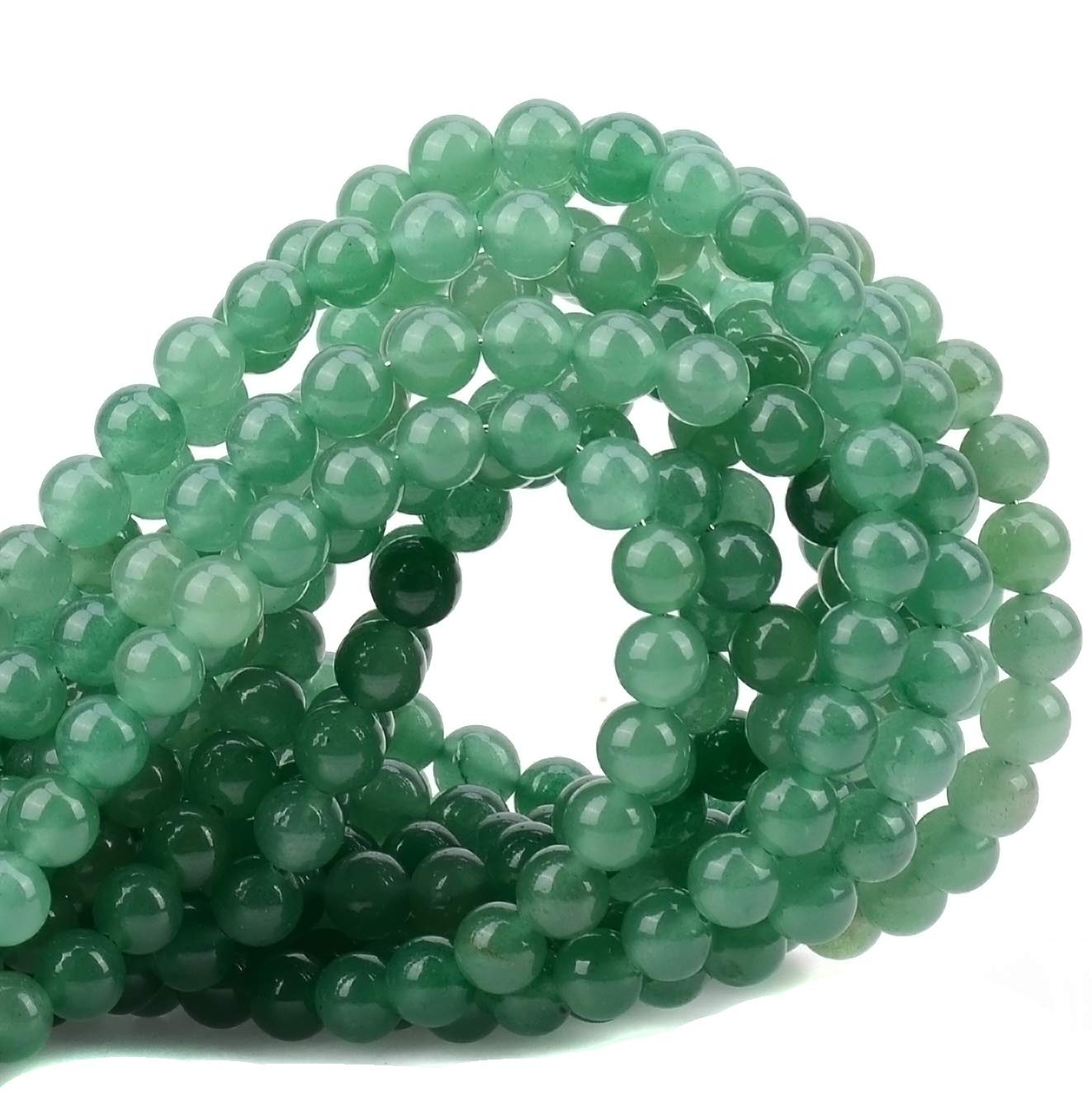 100Pcs Natural Crystal Beads Stone Gemstone Round Loose Energy Healing Beads with Free Crystal Stretch Cord for Jewelry Making (Green Aventurine, 8MM)