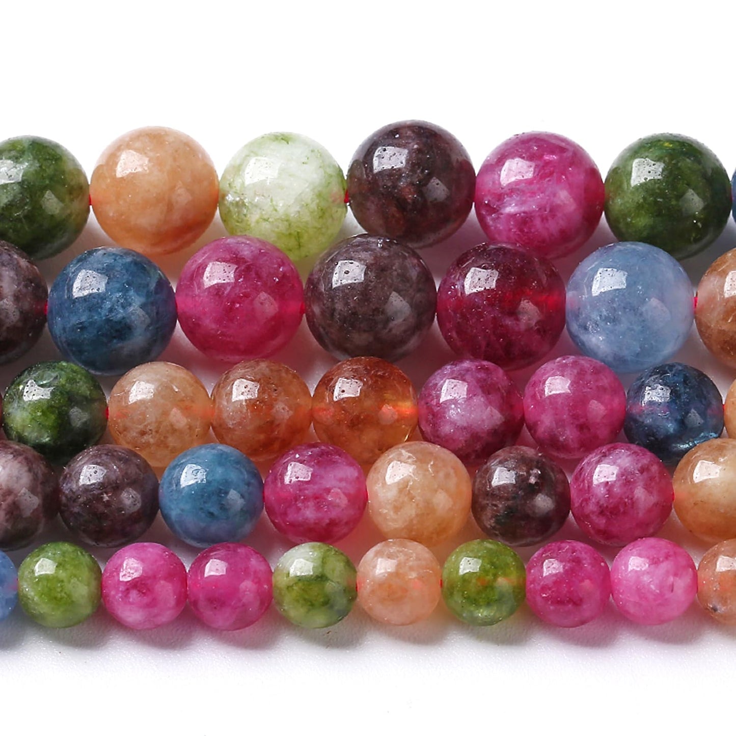 4MM Colorful Tourmaline Stone Beads Natural Gemstone Round Loose Beads for Jewelry Making Bracelet Necklace 180pcs 2 Strands 32"