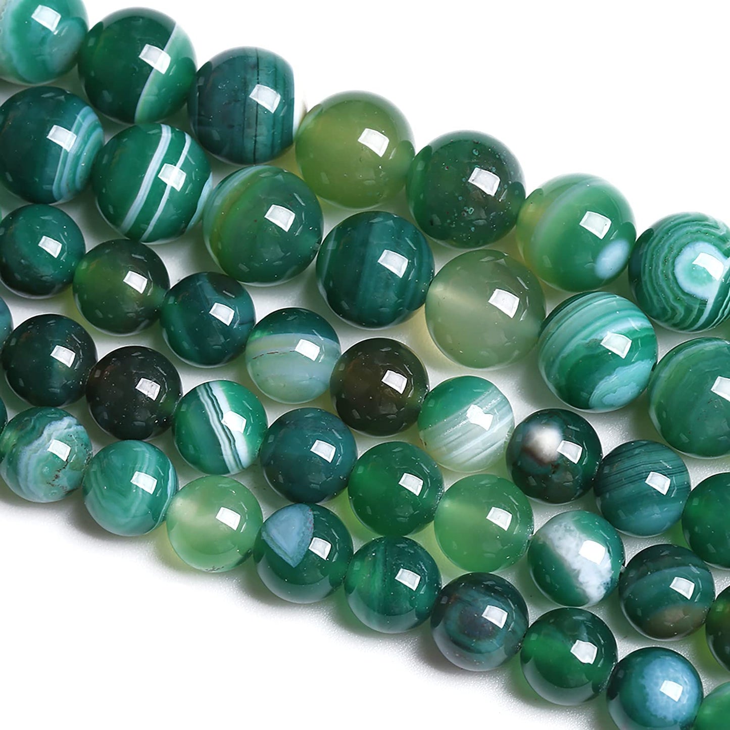 12MM 31PCS Natural Stone Green Agate Onyx Loose Beads for Jewelry Making DIY Bracelet Necklace