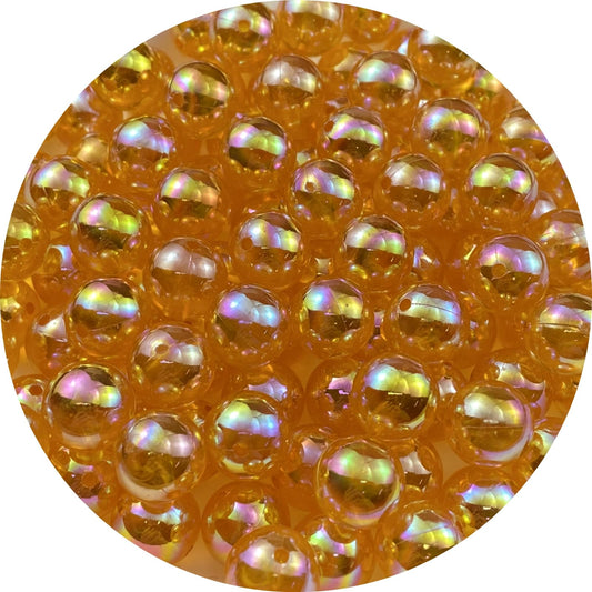 100pcs Acrylic Round Beads 12mm AB Colors Craft Beads Round Spacer Beads with Holes for Earring Bracelet Necklace Key Chains Jewelry Making(Orange AB)