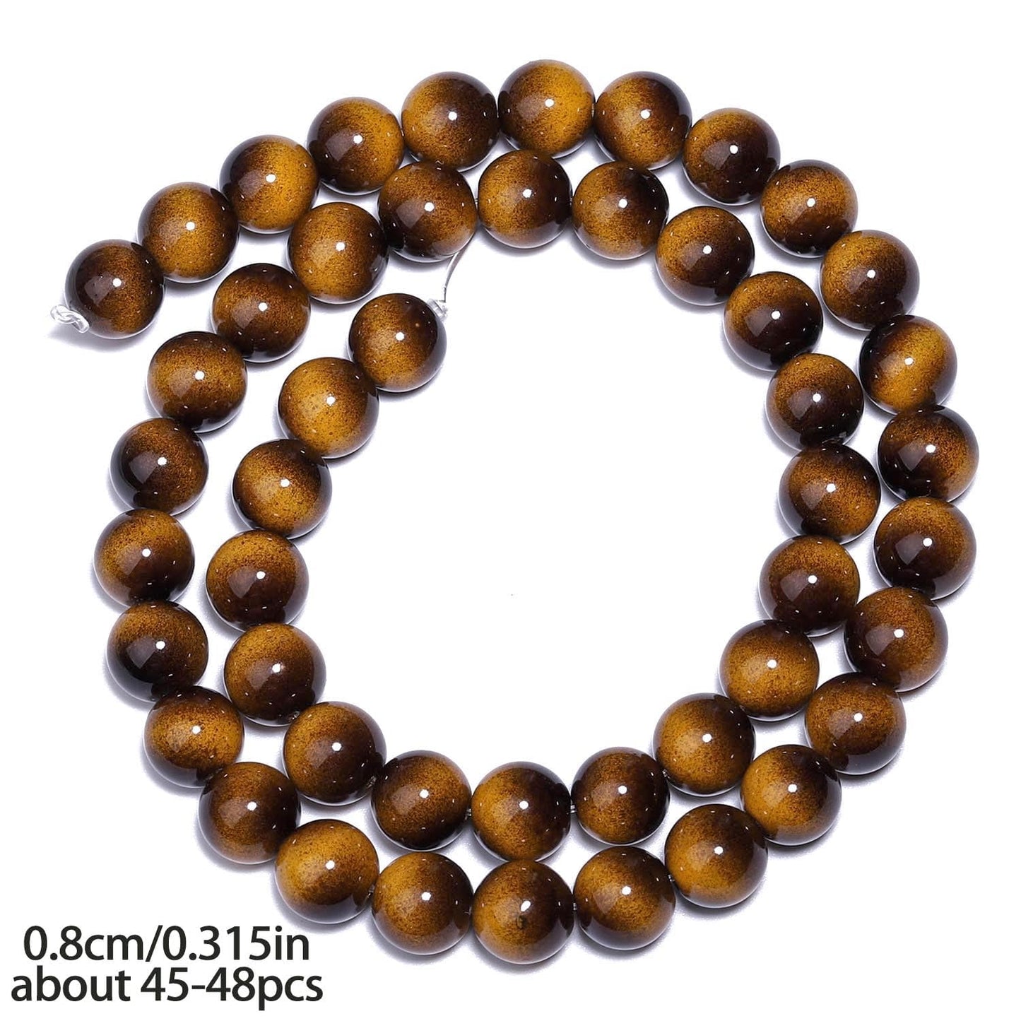 Song Xi 45PCS 8mm Yellow Tiger Eye Gemstone Beads for Jewelry Making, Round Smooth Glass Beads for DIY Bracelet Necklace Earring Keychain, Arts and Crafts, for Christmas Wedding Birthday