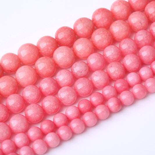 32PCS 12MM Natural Pink Jade Stone Beads Energy Healing Beads for DIY Jewelry Bracelet Necklace Making for Jewelry Making15Inch