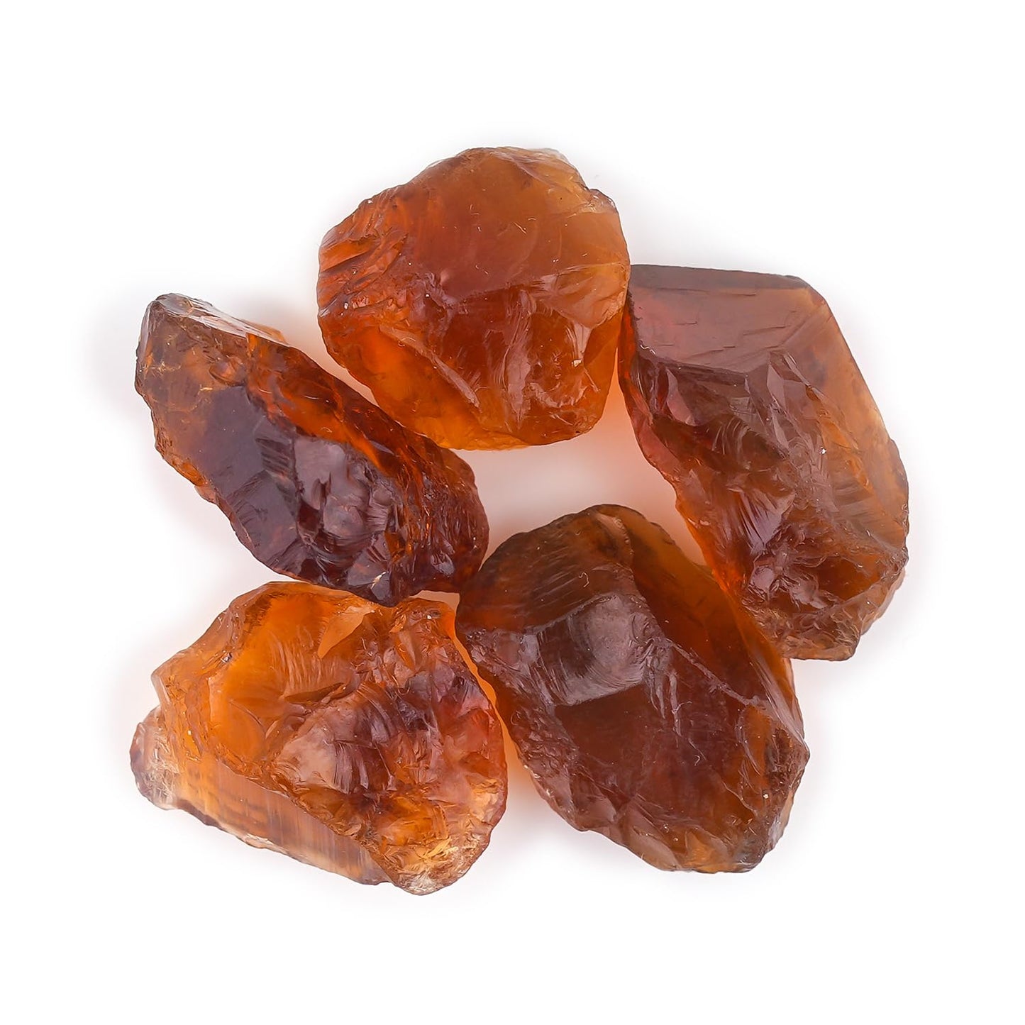 CRYSTALINES 5pcs, Whjolesale Genuine Raw Madeira Citrine Gemstone, Assorted Rough Stones, Bulk Loose Supplies, DIY-Jewelry Making, Chakra Healing Crystals, November Birthstone, Gem Collection