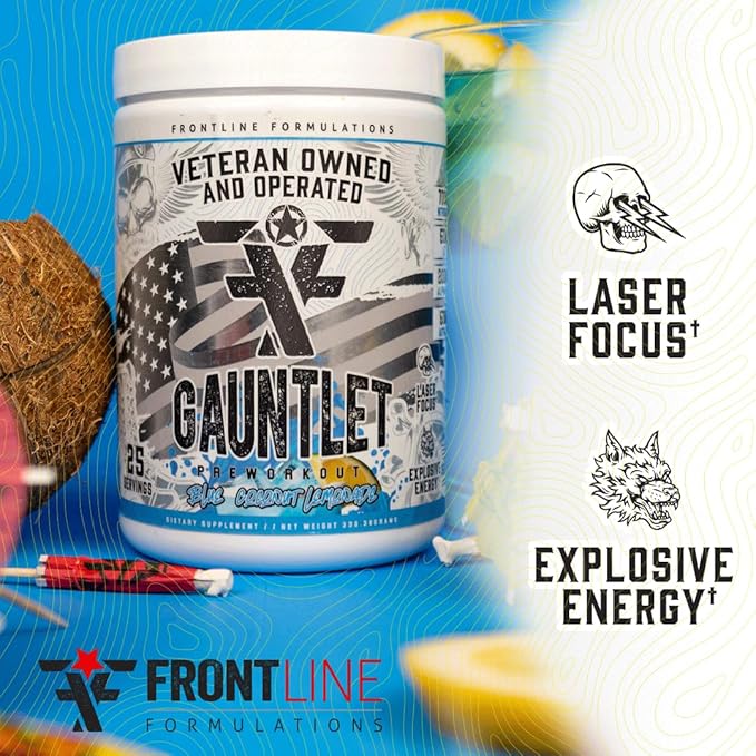 Gauntlet Pre-Workout Powder, Explosive Workouts, Laser Focus, Mid Stim, Amazing Flavor, Veteran Owned and Operated (25 Servings, Margarita Twist)