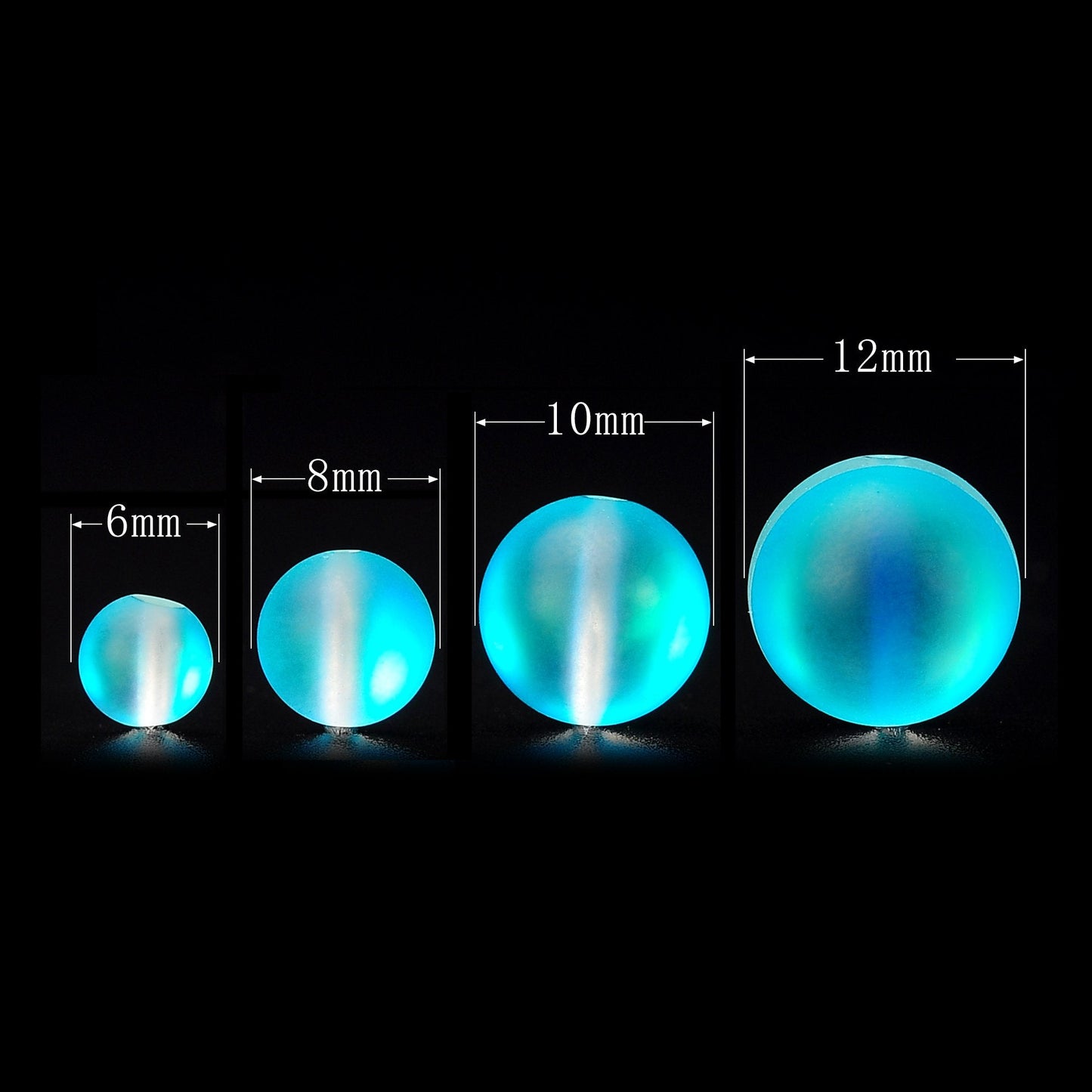 RUBYCA 12mm Round Moonstone Matte Crystal Glass Beads Aura for Jewelry Making Blue, 1 Strand