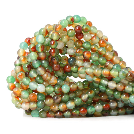 CHEAVIAN 60PCS 6mm Peacock Agate Round Loose Beads for Jewelry Making DIY Materials 1 Strand 15"