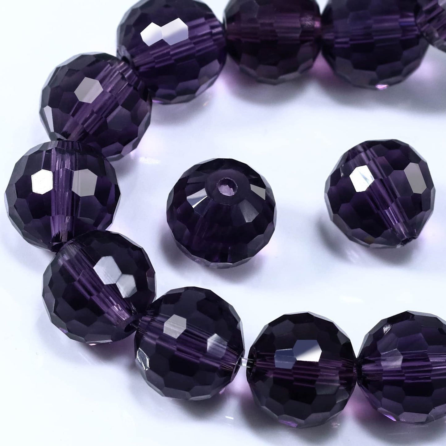 Dowarm 10MM Round Crystal Beads for Jewelry Making, Tanzanite Faceted Crystal Glass Beads for Crafts Bracelet Wind Chimes Suncatcher, #5003 Rondelle Spacer Beads, Loose Gemstones, 50PCS