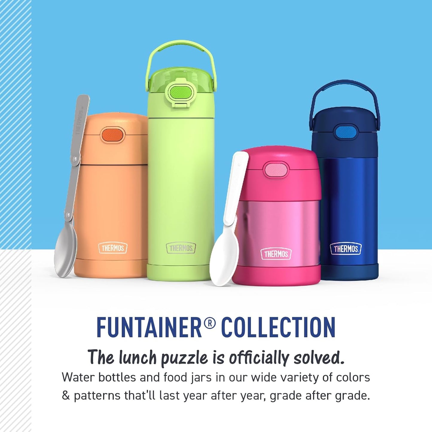 THERMOS FUNTAINER Water Bottle - 12 Ounce Kids Stainless Steel Vacuum Insulated with Straw & Lid