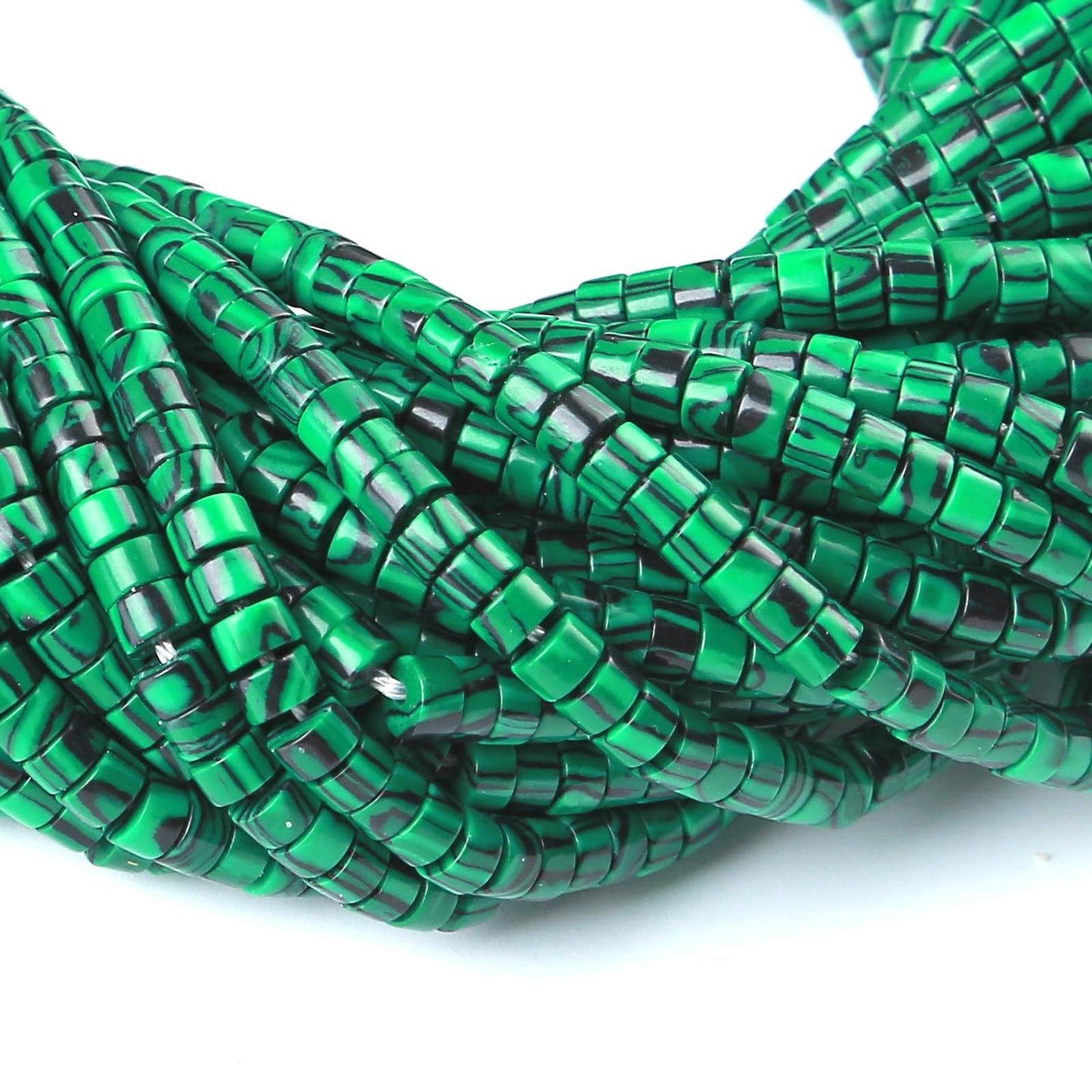 2x4MM 150PCS Malachite Tube Cylinder Rondelle Abacus Disk Spacer Loose Beads for Jewelry Making