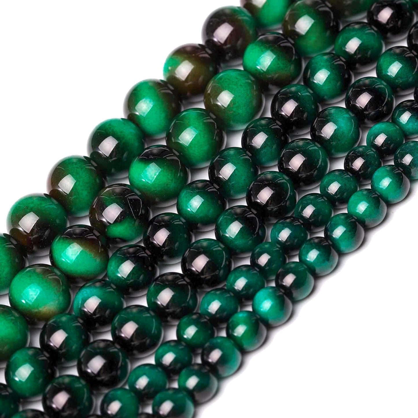 Song Xi 45PCS 8mm Green Tiger Eye Gemstone Beads for Jewelry Making, Round Smooth Glass Beads for DIY Bracelet Necklace Earring Keychain, Arts and Crafts, for for St. Patrick's Day Wedding Birthday