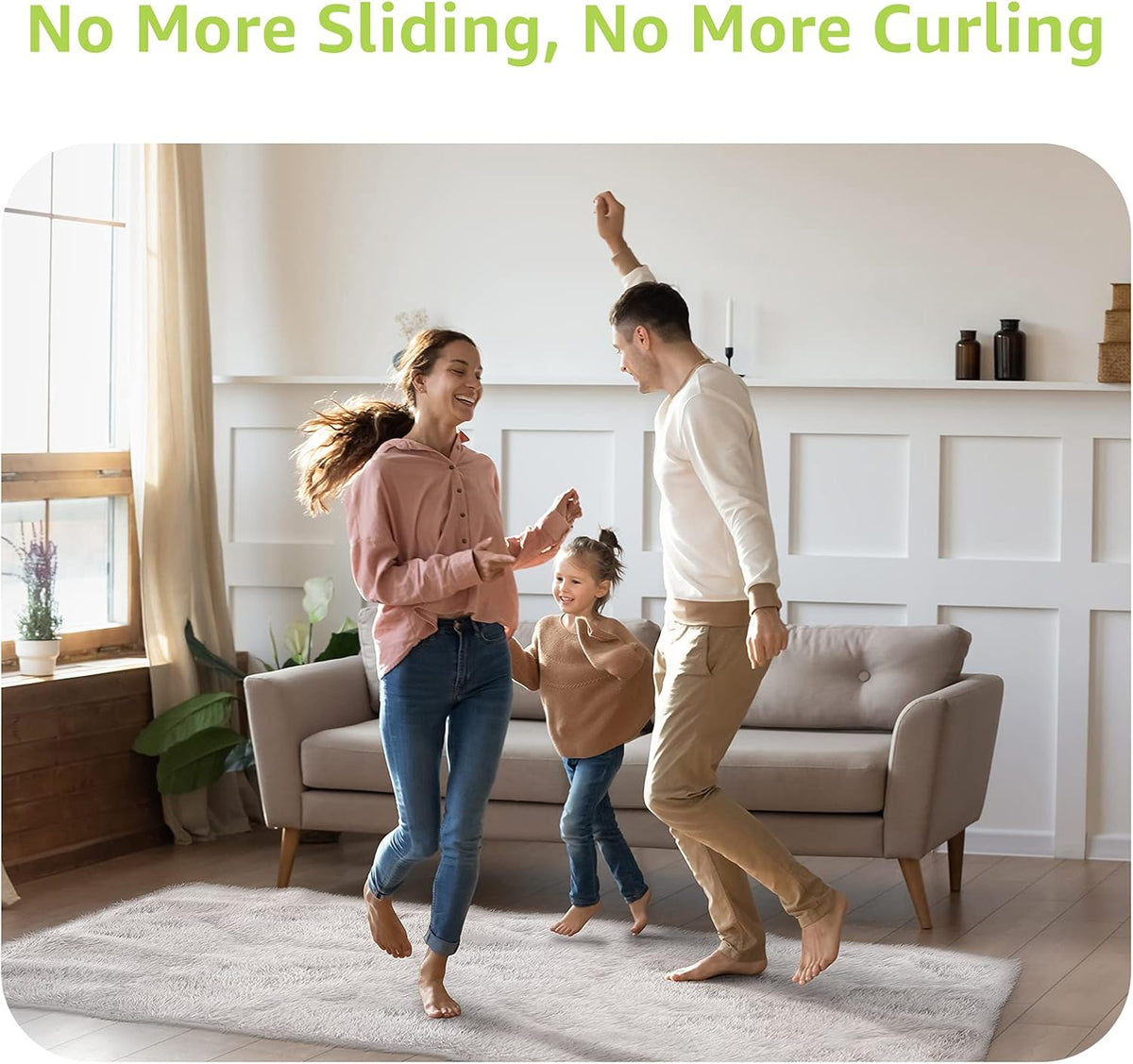 Rabenda Non-Slip Rug Tape - 12 Pcs Double-Sided Adhesive Grippers for Hardwood Floors | Black