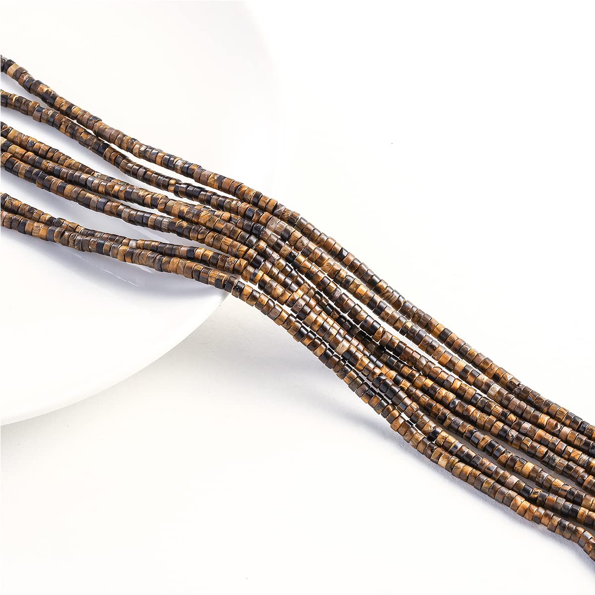 Natural Yellow Tiger Eye Stone Spacer Beads 4x2mm 38cm/str Flat Round Loose Semi Gemstone Caps for Making Bracelets Necklace