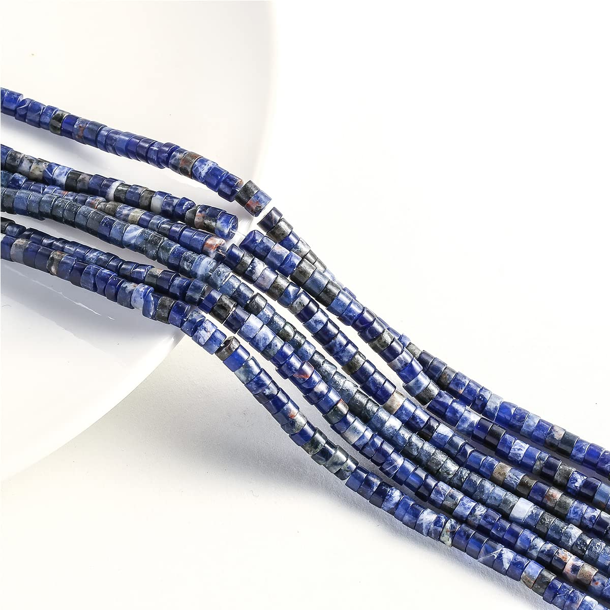 Natural Blue Sodalite Stone Spacer Beads 4x2mm 38cm/str Flat Round Loose Semi Gemstone Caps for Making Bracelets Necklace