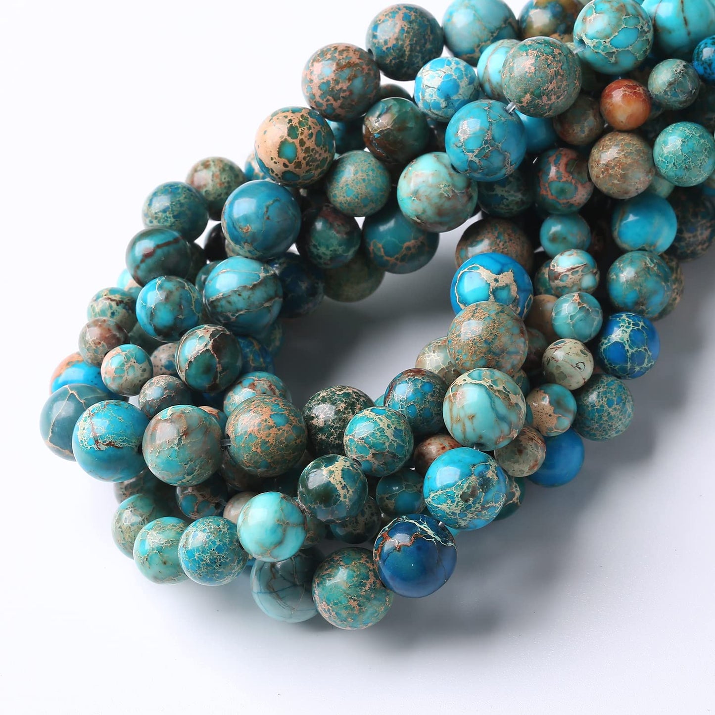 90PCS 4MM Blue Imperial Jasper Beads Stone Beads Natural Gemstone Bead Crystal Healing Energy Jewelry Making DIY 16 inches
