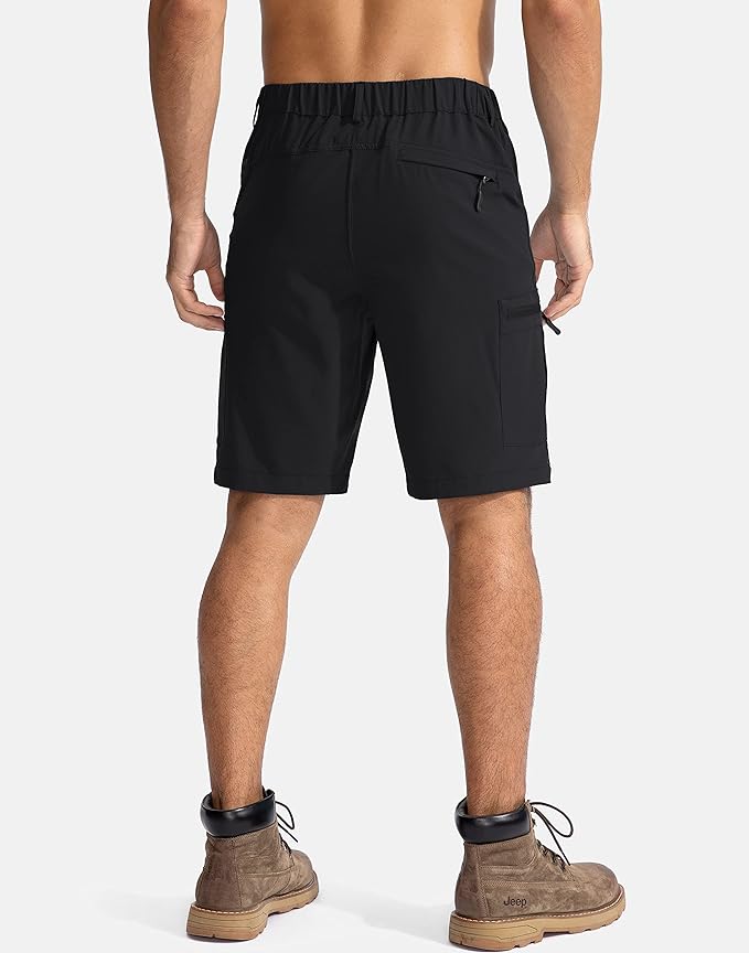 Pudolla Men's Hiking Cargo Shorts 9" Lightweight Outdoor Work Shorts for Men Travel Golf Camping Casual with 5 Zipper Pockets