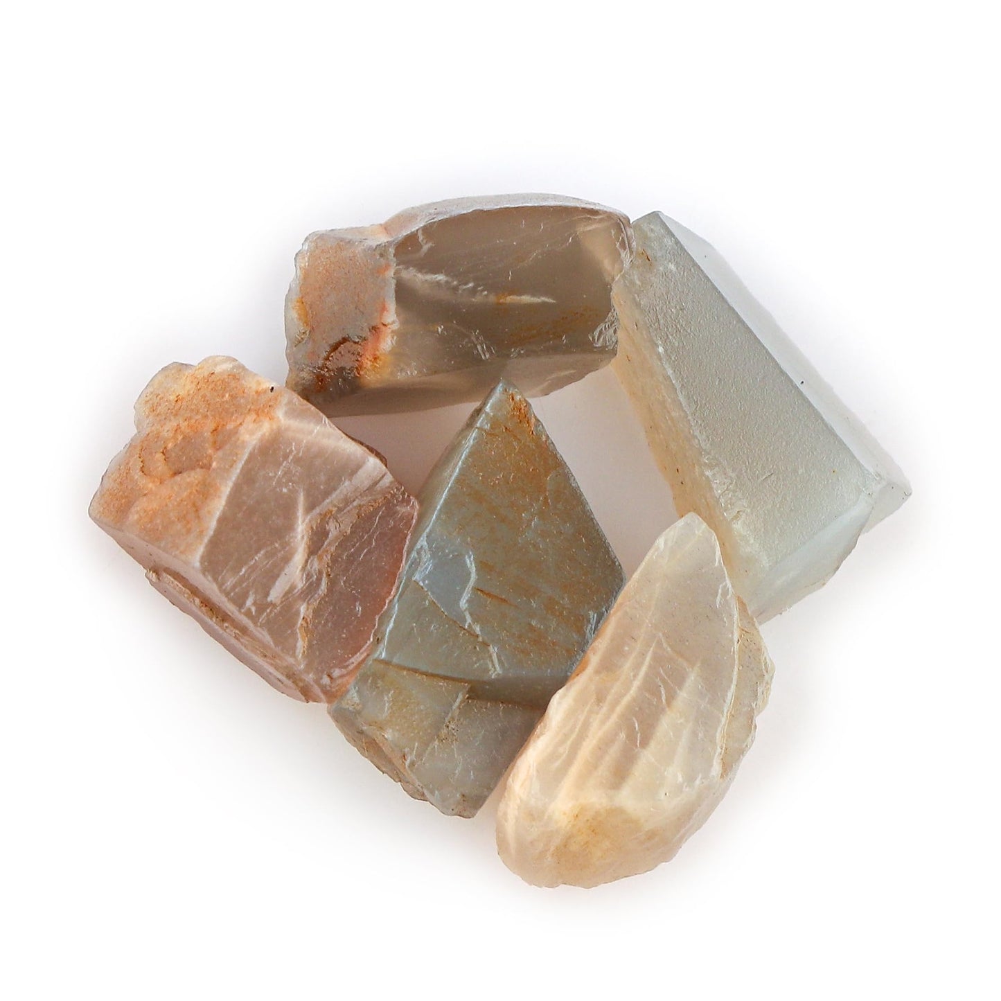 CRYSTALINES 5pcs, Wholesale Natural Raw Grey Moonstone Gemstone, Untreated Rough Crystals, Bulk Loose Stone Supplies, DIY Jewelry Making, Wire Wrapping, June Birthstone, Gem Collection