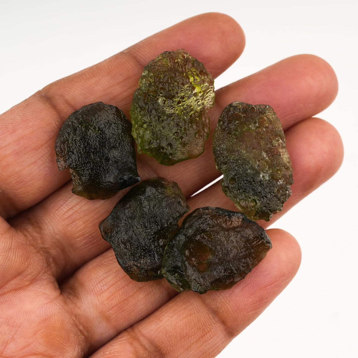 CRYSTALINES 5pcs Wholesale Raw Moldavite Tektite Glass Stone, Synthetic Moldavite, Rough Meteorite Glass Stone Supplies, Healing Crystal for Gem Collection, DIY Crafting Jewelry Making
