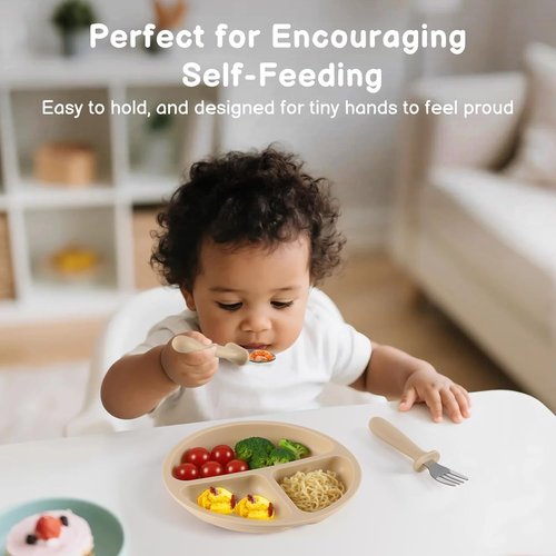 Eascrozn Toddler Utensils Set - 6 Pack Kids Silverware with Silicone Handles | Safe 18/8 Stainless Steel