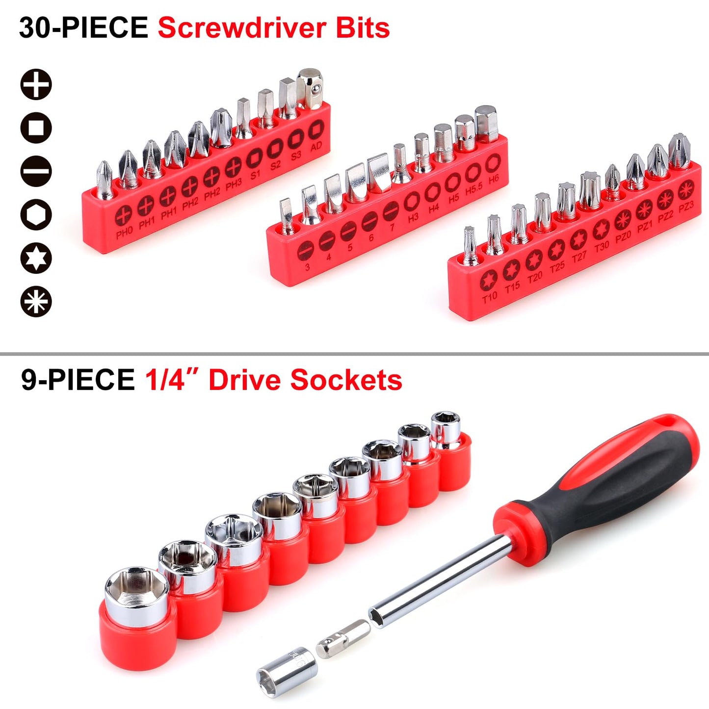 WINNER 175-Piece Multi-Purpose Automotive and Household Tool Kit in Toolbox Storage Case, Perfect for General Home and Auto Repairs, House DIY Project, Garage, Car, Travel Emergency, Housewarming Gift