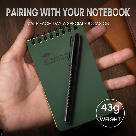 Origin-Joy Luxury Metal Pen Set, Professional Executive Heavy Nice Gift Pen with 3 Rollerball Refills 0.7mm for Men (Black, Capped & V Fluted)