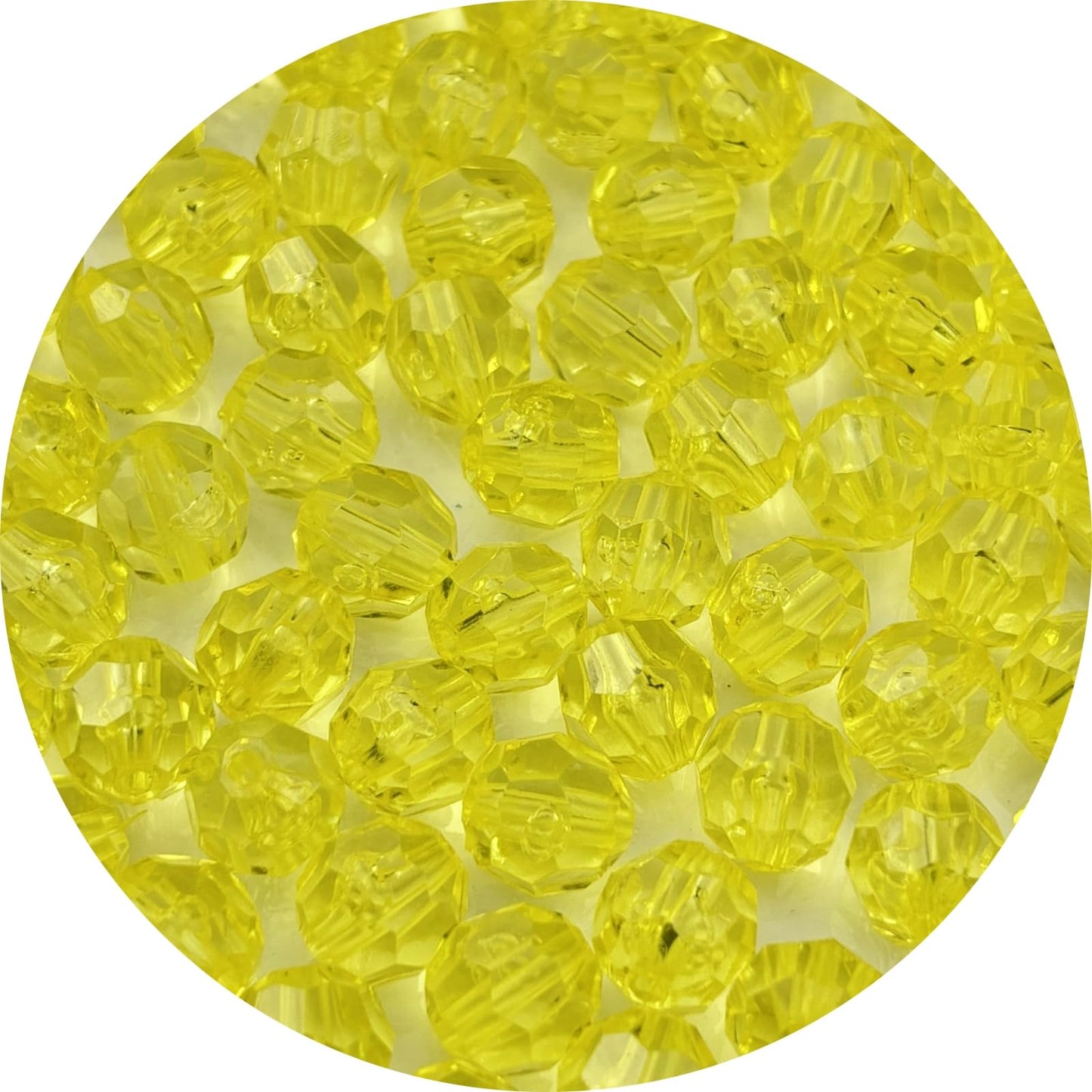 YUEXIGO 1000pcs 6mm Acrylic Round Faceted Beads for Crafts Faceted Spacer Beads for Sewing Crafts Decoration Necklaces Bracelets Earrings Jewelry Making(Lemon Yellow)