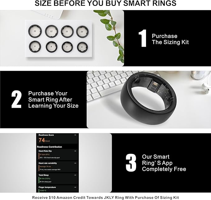 Smart Ring, Activity Trackers, Sleep Ring, Fitness Tracking, Stress Tracker, Heart Rate, Meditation, Temperature, Respiratory, No App Subscription, Women, Men, iOS, Android (Rosegold, 13)