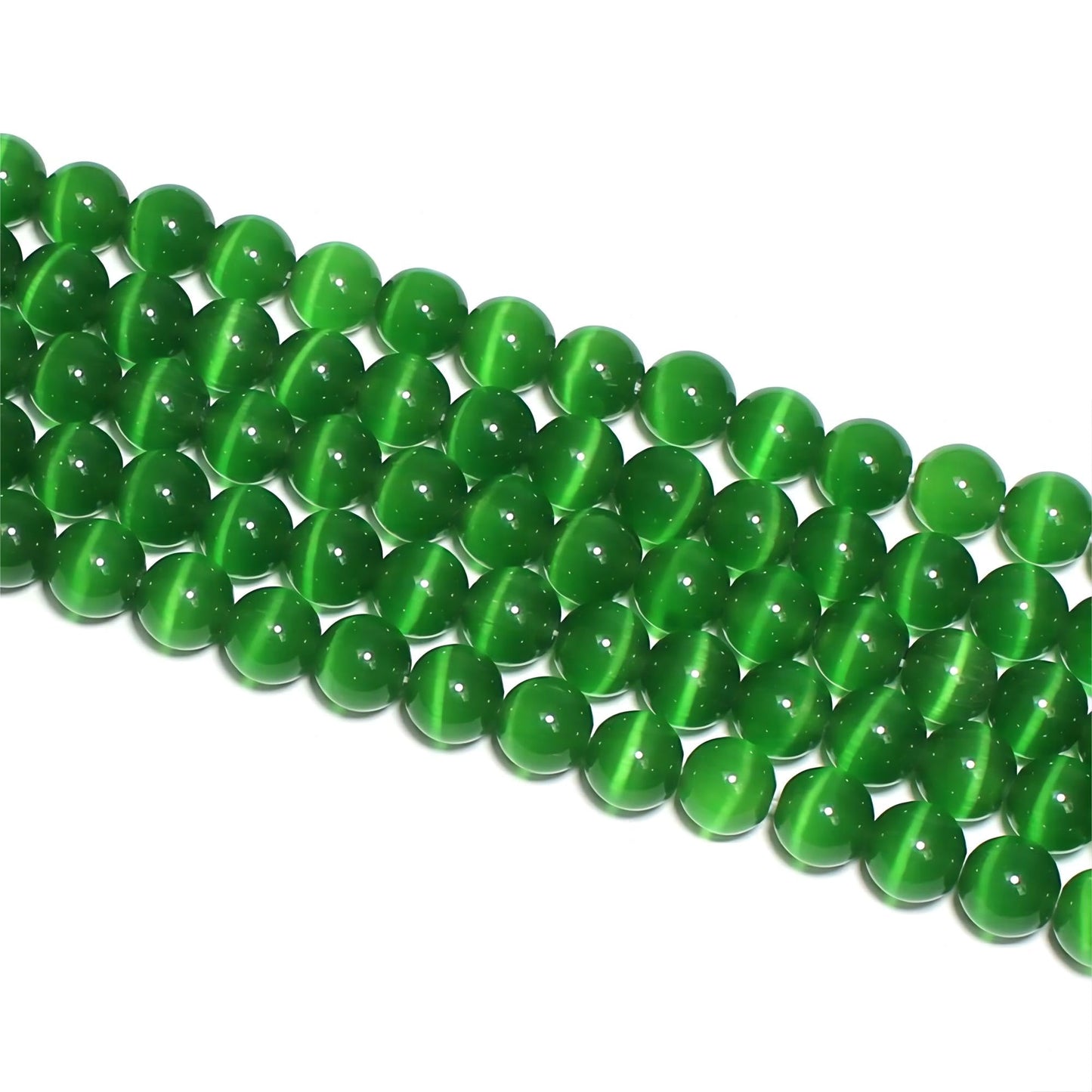 MJDCB 30pcs Dark Green Cat Eye Stone Beads 12mm Round Crystal Loose Bead for Jewelry Making DIY Bracelets Necklace