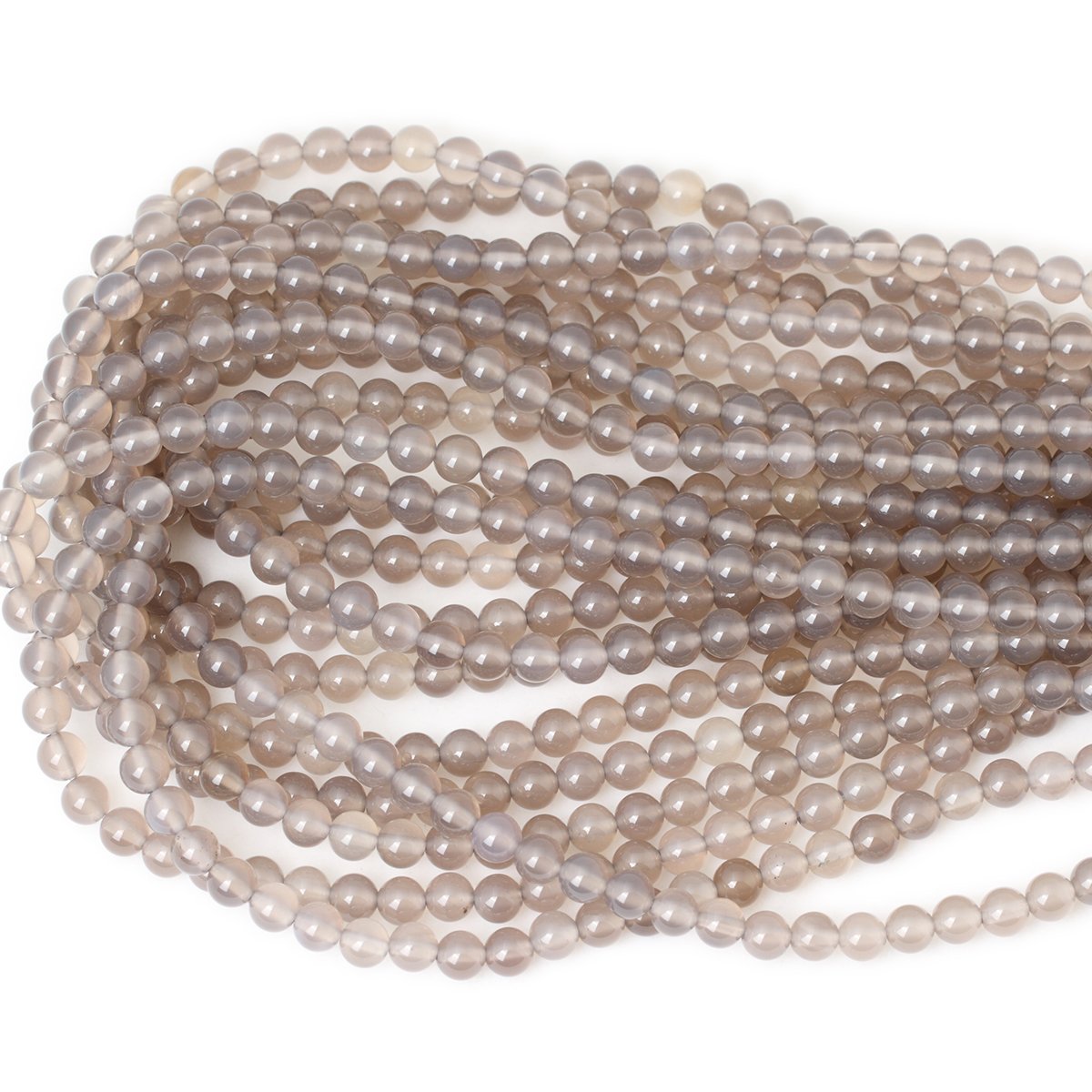 CHEAVIAN 60PCS 6mm Smooth Surface Grey Agate Round Loose Beads Energy Stone for Jewelry Making 1 Strand 15"