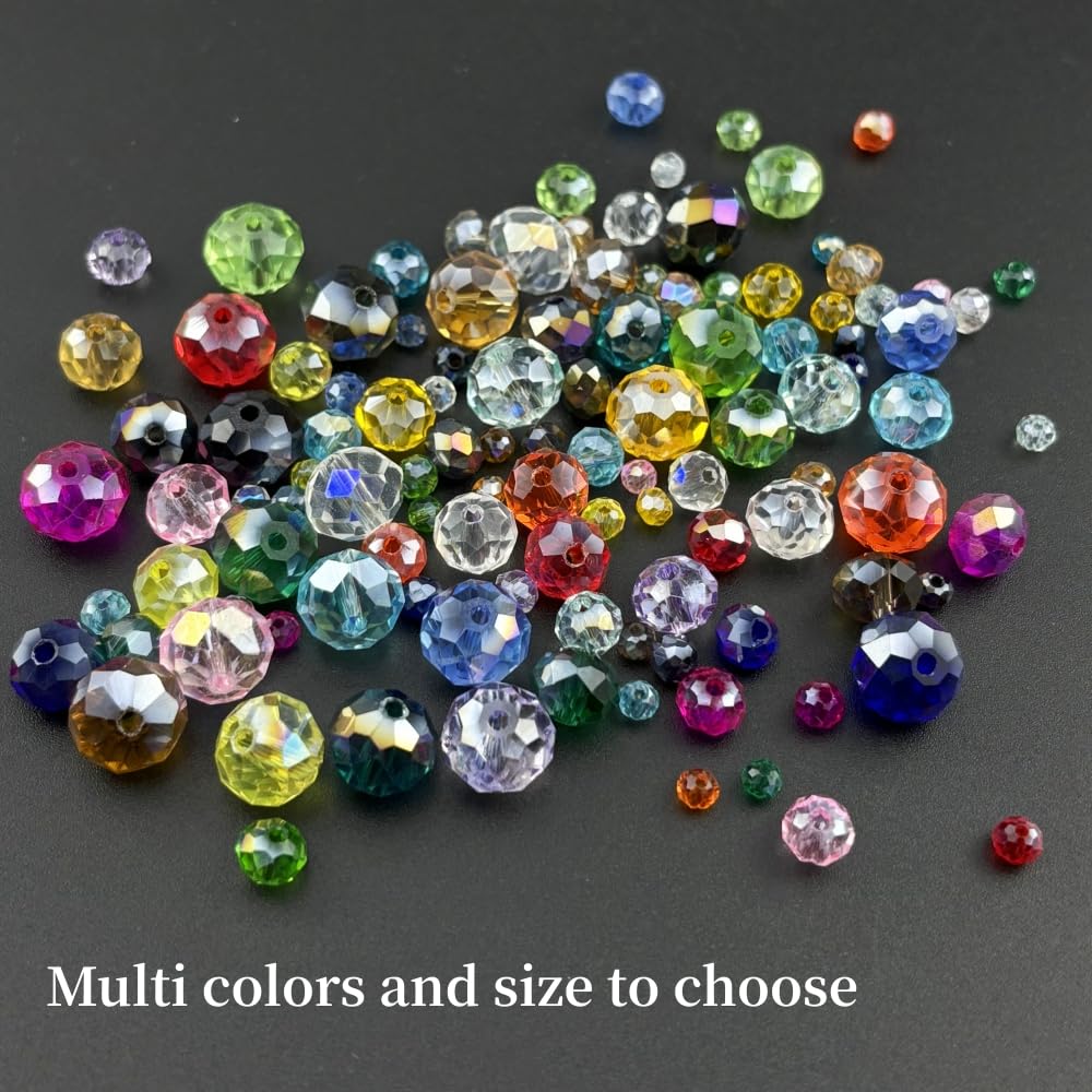 YHYPOCI 500pcs 3mm Crystal Glass Beads for Crafts Faceted Rondelle Glass Beads for Jewelry Making Crystal Spacer Beads for Necklaces Bracelets Earrings DIY Craft(Gold Champagne AB)