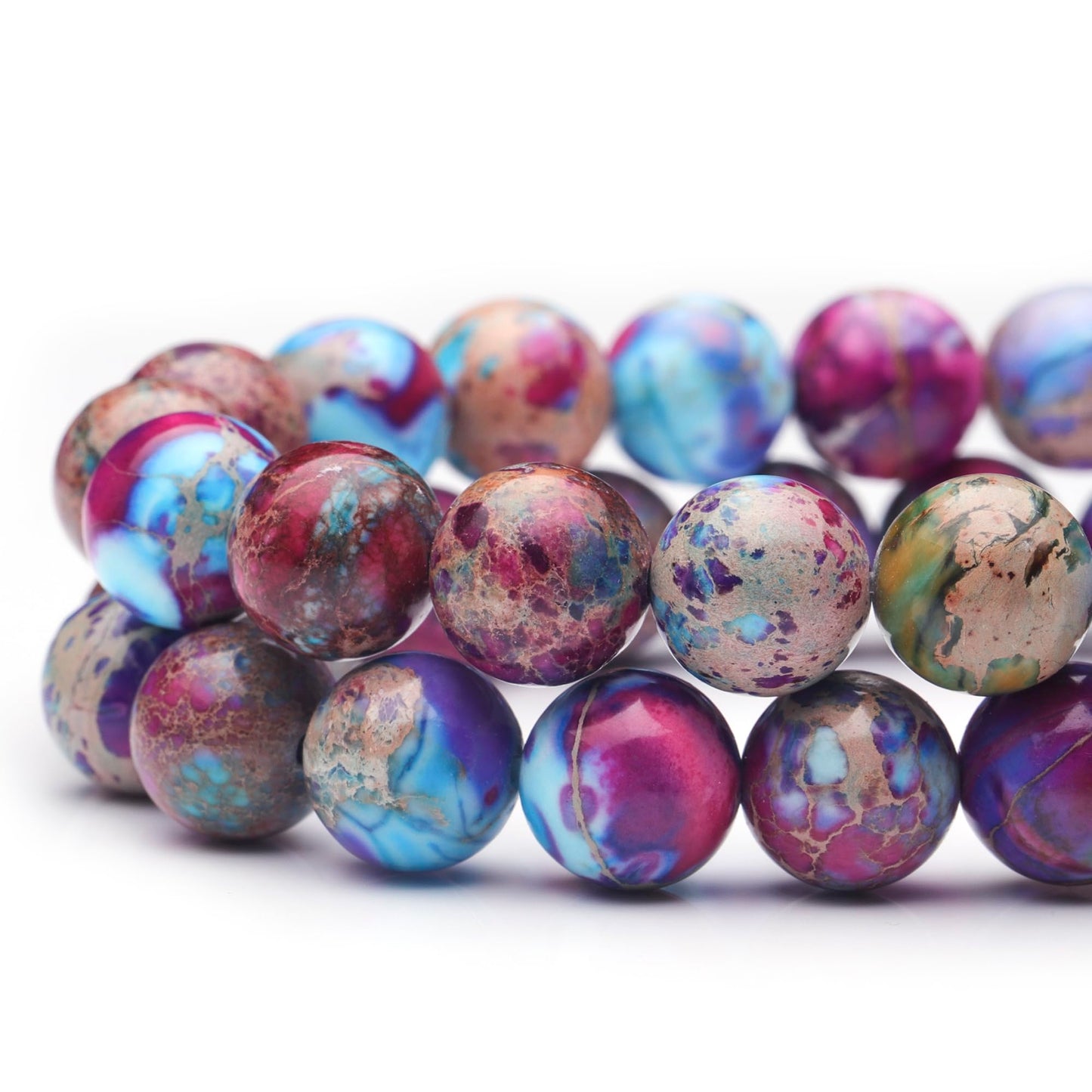 Youngbling Natural Gemstone Beads for Jewelry Making,10mm Purple-red Imperial Jasper Polished Round Smooth Stone,Genuine Real Stone Beads for Bracelet Necklace 15 Inch