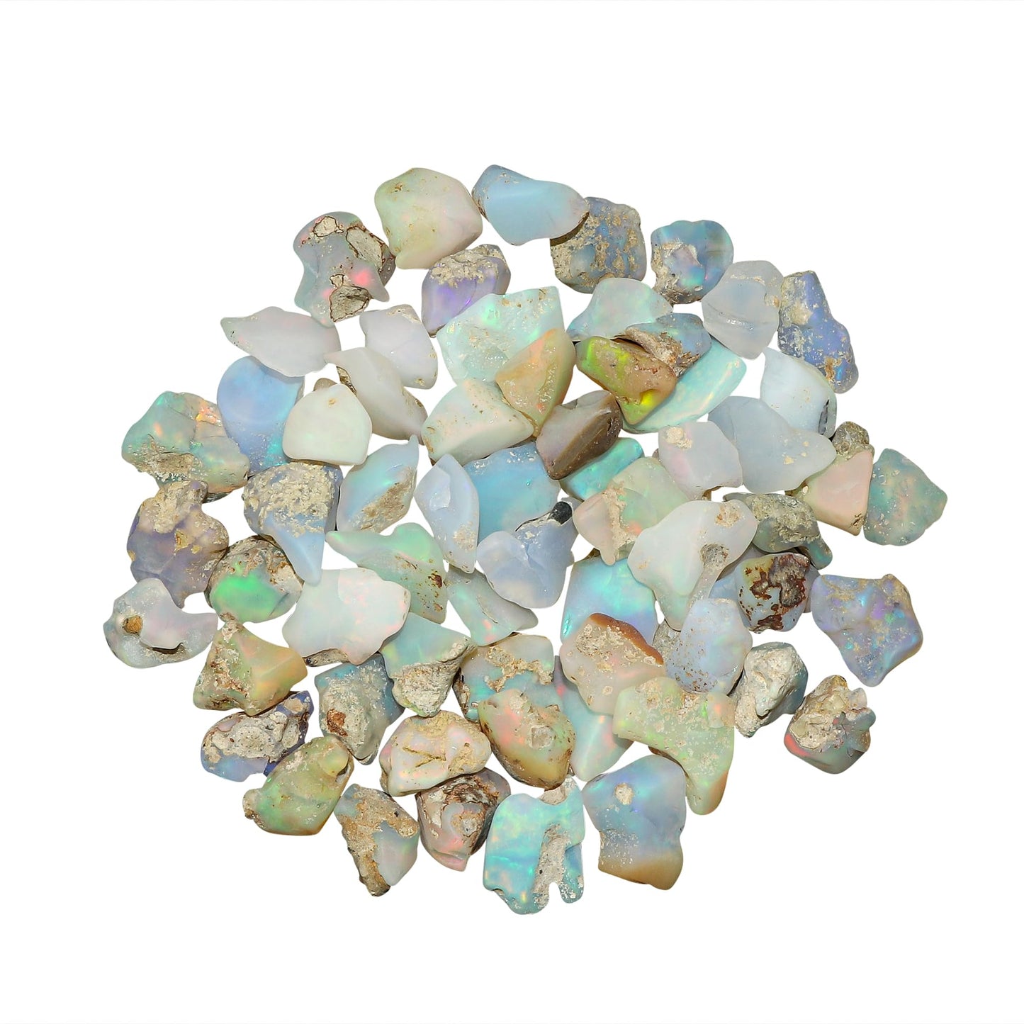 CRYSTALINES (100cts) Natural Raw Ethiopian Opal Gemstone, Wholesale Rough Stones, Loose Supplies, DIY Crafts, Jewelry Making, Mate-Finish Unpolished Stones, Healing Crystals, (Approx 55+pcs)