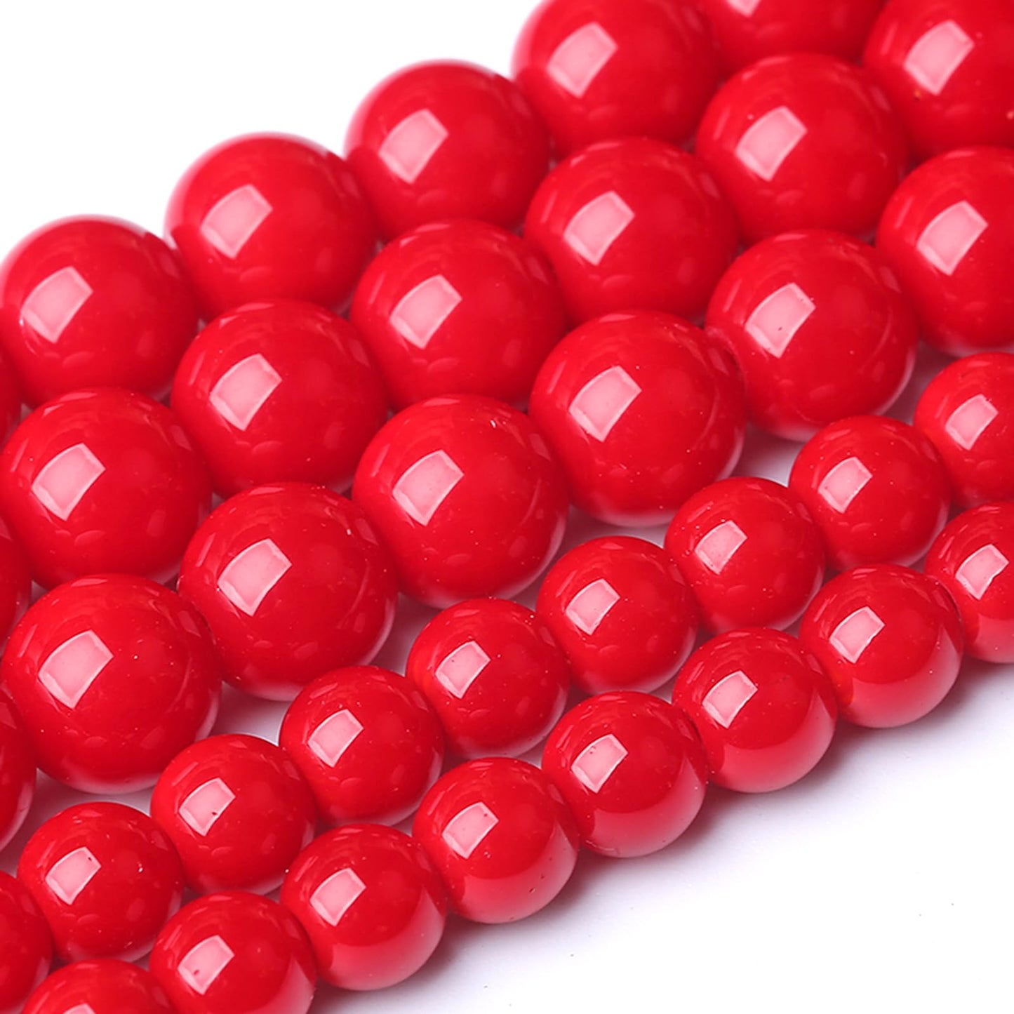 8MM Coral Red Glass Beads Natural Stone Crystal Energy Round Loose Beads for Jewelry Making Bracelet 90pcs 2 Strands 32"