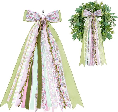 Fanqisi Easter Bows - Assorted Ribbon Clips for Spring Wreaths & Holiday Decor | Perfect for Front Door