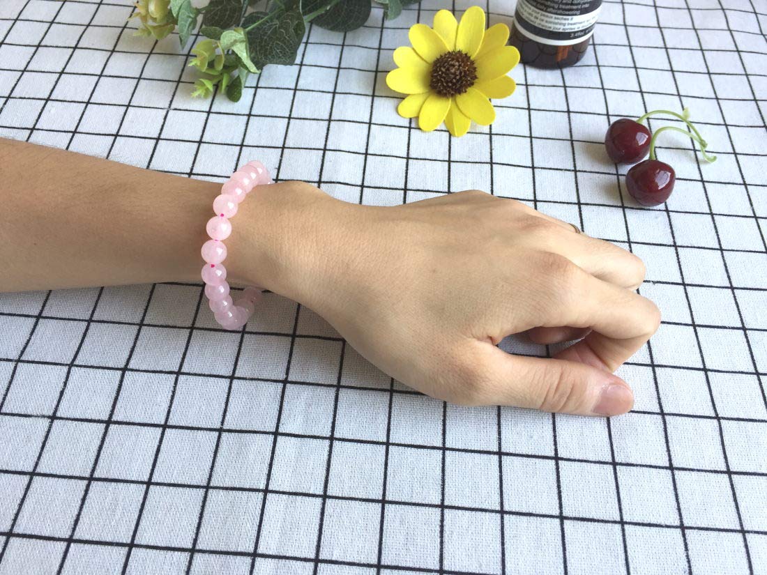 Adabele Real Natural Pink Rose Quartz Gemstone Beaded Bracelet 8.5 inch Stretch Chakra Healing Crystal Stone Jewelry Women Mom Gift (Unisex) GB8-D9