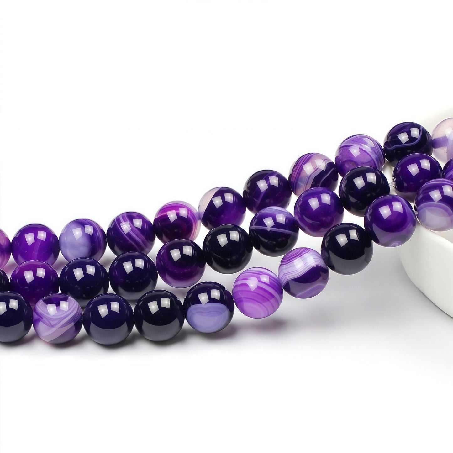 MJDCB Natural Stone Beads Purple Striped Agate Round Loose Beads for Jewelry Making DIY Bracelet Necklace (4mm)