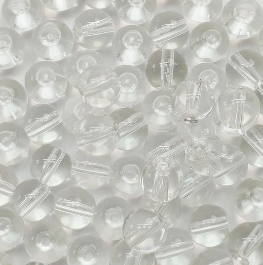 Bxwoum 200PCS Glass Beads 8mm Glass Beads for Jewelry Making Round Loose Beads for Bracelets DIY Crafts (Transparent)