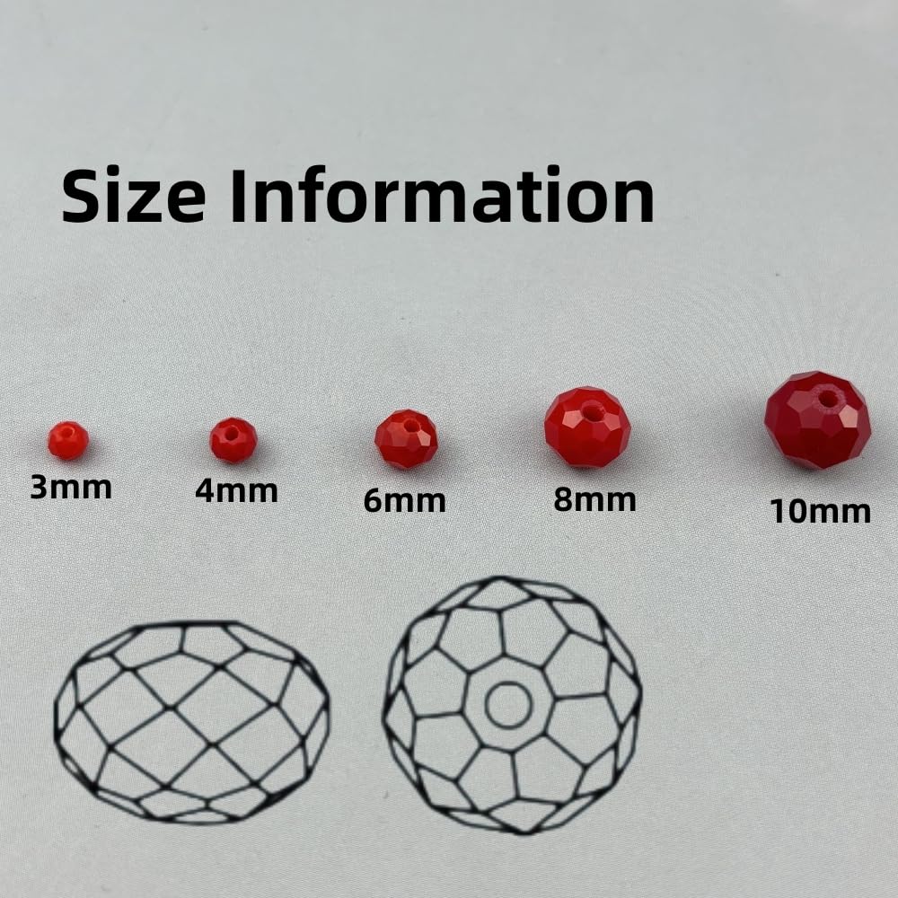 Pinhoollgo 60pcs 10mm Crystal Glass Beads Faceted Rondelle Glass Spacer Beads for Bracelets Necklace Pendants Earrings Key Chains Jewelry Making(Red Porcelain)