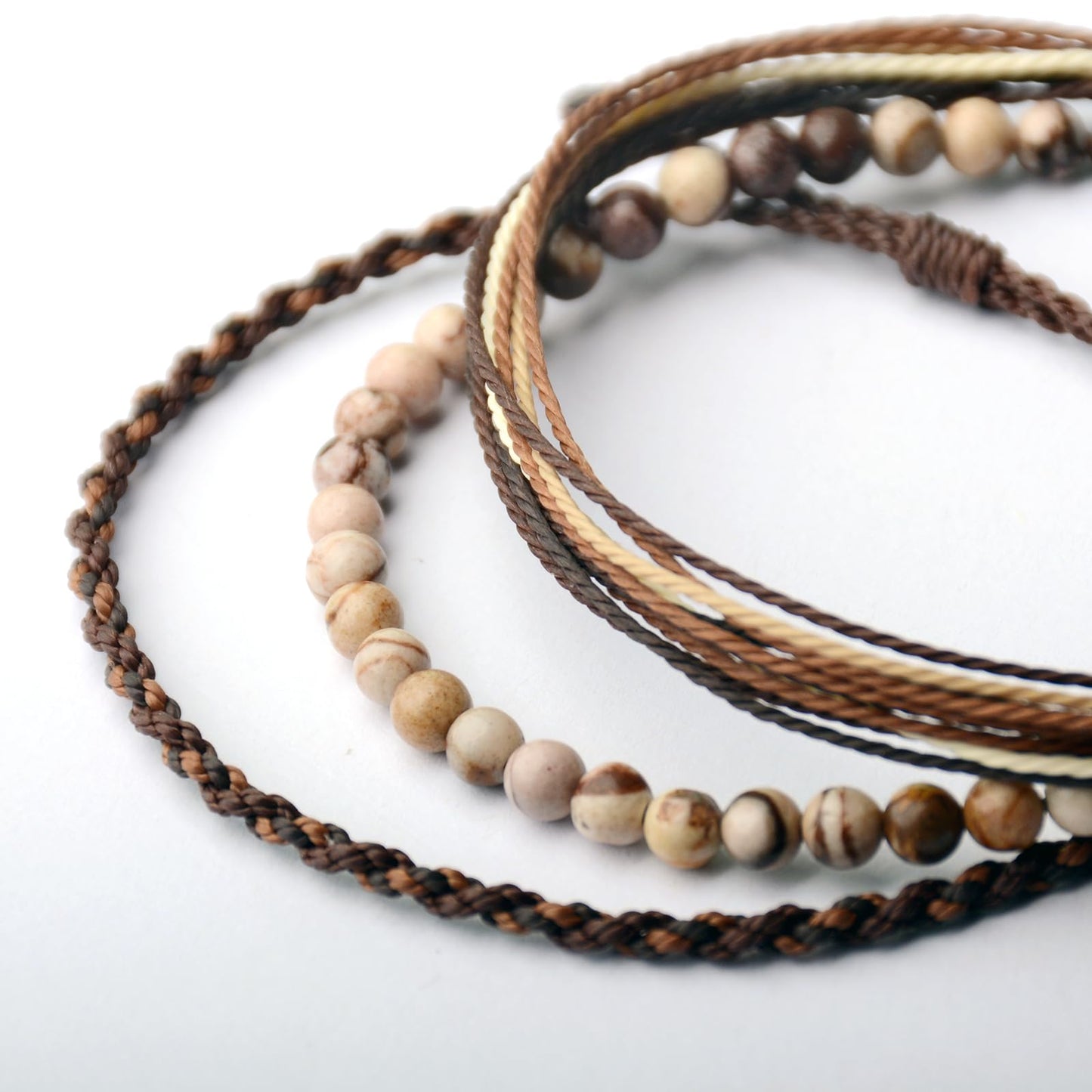 Handmade Natural Stone Beaded Healing Bracelet Gift for Men Adjustable Rope String Bracelet (Zebra Jasper, Adjustable)
