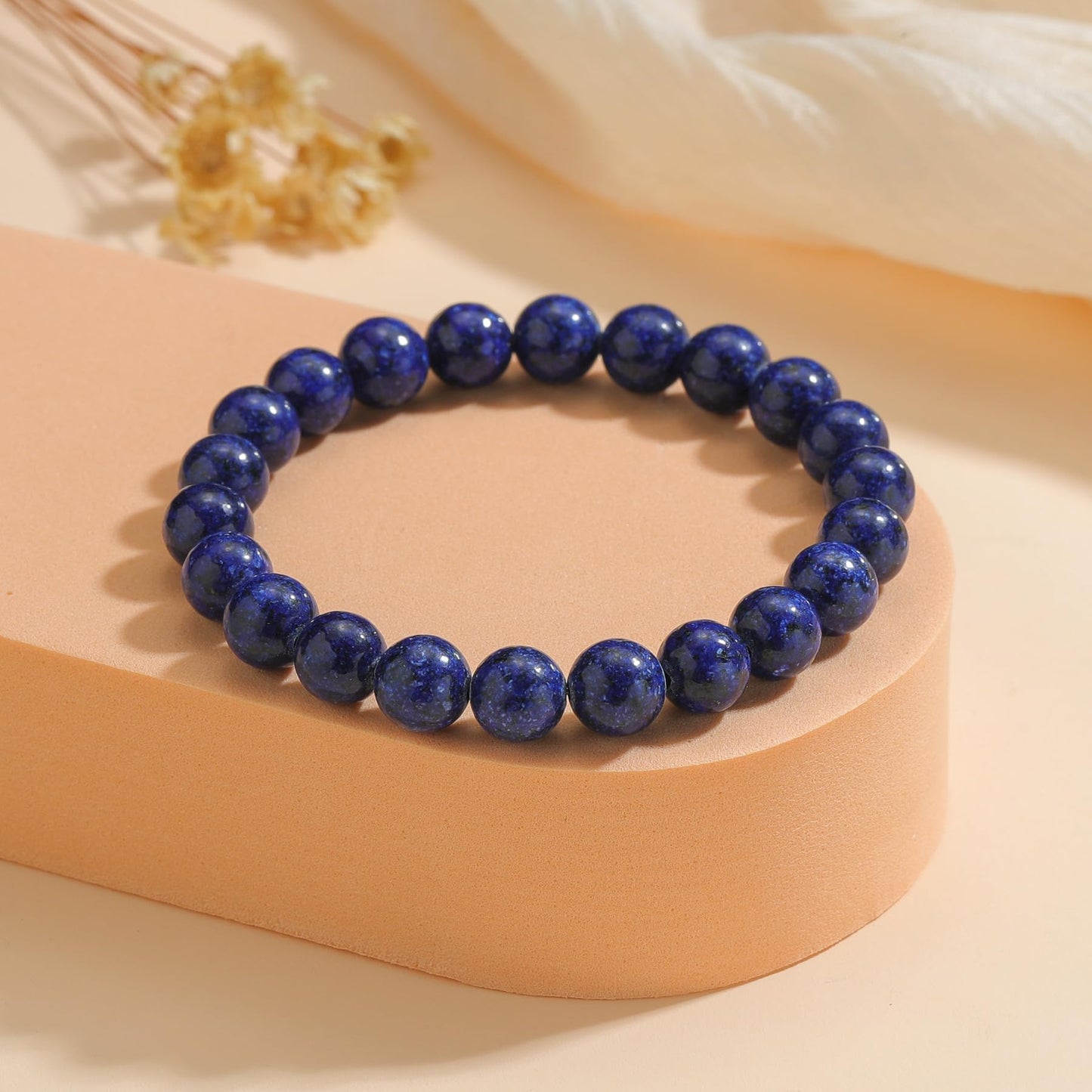 Udolfly Womens Crystal Beaded Bracelets for Women Men Protective Energy Bracelet Natural Gemstone Bead Bracelet 6mm Lapis