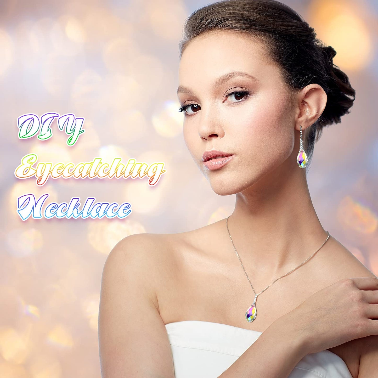 Hicarer 200 Pieces Teardrop Chandelier Crystal Pendants 6 x 12 mm AB Color Rainbow Crystal Beads for Chandelier Jewelry Making DIY Project Earring Necklaces Bracelets