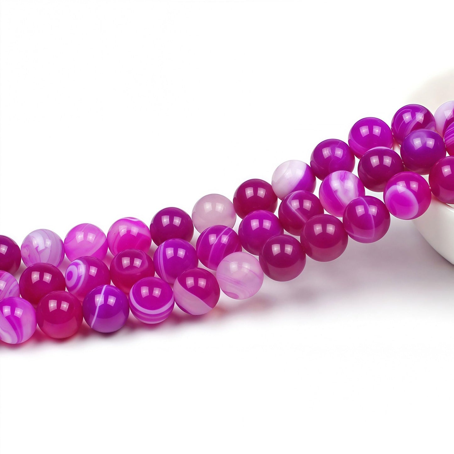 MJDCB Natural Stone Beads Rose Red Stripe Agate Round Loose Beads for Jewelry Making DIY Bracelet Necklace (8mm)